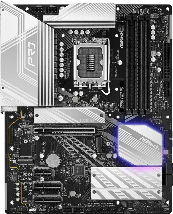 Placa de baza ASRock Z890 PRO RS ATX LGA1851 Intel Z890 pentru Core Ultra Series 2, DDR5 9066+ MHz OC, PCIe 5.0 x16, Blazing M.2 Gen5x4, Thunderbolt 4 USB4
