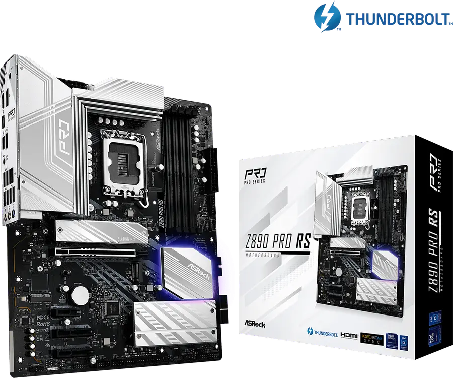 Placa de baza ASRock Z890 PRO RS ATX LGA1851 Intel Z890 pentru Core Ultra Series 2, DDR5 9066+ MHz OC, PCIe 5.0 x16, Blazing M.2 Gen5x4, Thunderbolt 4 USB4