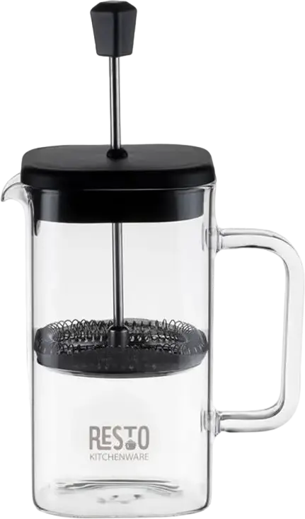 Resto 90503 ATRIA French Press Coffee Maker, 0.6L Borosilicate Glass Beaker, Black Plastic Lid and Plunger, Dishwasher Safe for Coffee and Tea