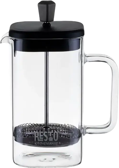 Resto 90503 ATRIA French Press Coffee Maker, 0.6L Borosilicate Glass Beaker, Black Plastic Lid and Plunger, Dishwasher Safe for Coffee and Tea