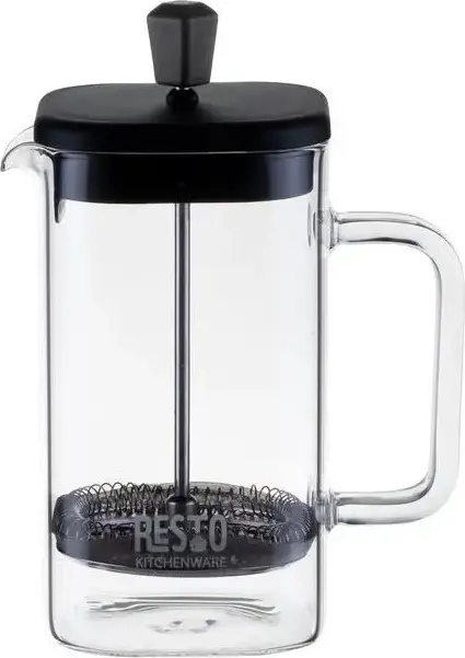 Resto 90503 ATRIA French Press Coffee Maker, 0.6L Borosilicate Glass Beaker, Black Plastic Lid and Plunger, Dishwasher Safe for Coffee and Tea