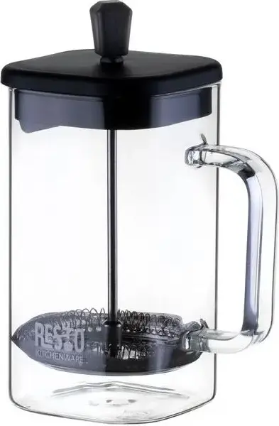 Resto 90503 ATRIA French Press Coffee Maker, 0.6L Borosilicate Glass Beaker, Black Plastic Lid and Plunger, Dishwasher Safe for Coffee and Tea