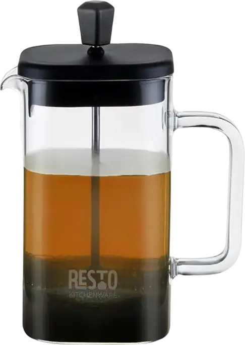 Resto 90503 ATRIA French Press Coffee Maker, 0.6L Borosilicate Glass Beaker, Black Plastic Lid and Plunger, Dishwasher Safe for Coffee and Tea