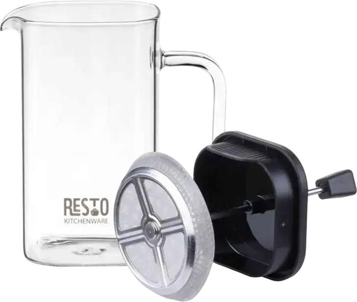 Resto 90503 ATRIA French Press Coffee Maker, 0.6L Borosilicate Glass Beaker, Black Plastic Lid and Plunger, Dishwasher Safe for Coffee and Tea