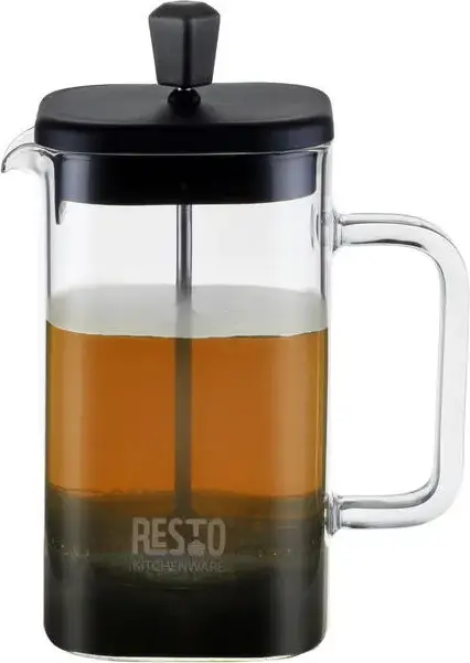 Resto 90503 ATRIA French Press Coffee Maker, 0.6L Borosilicate Glass Beaker, Black Plastic Lid and Plunger, Dishwasher Safe for Coffee and Tea
