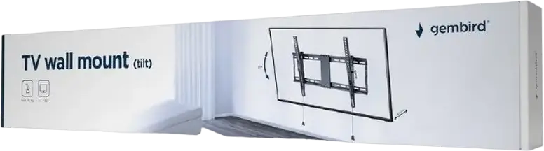 Настенный кронштейн для ТВ с наклоном Gembird WM-80T-01 для экранов 37"-80", нагрузка до 70 кг, VESA до 600x400 мм, сталь, черный, с системой быстрого сброса