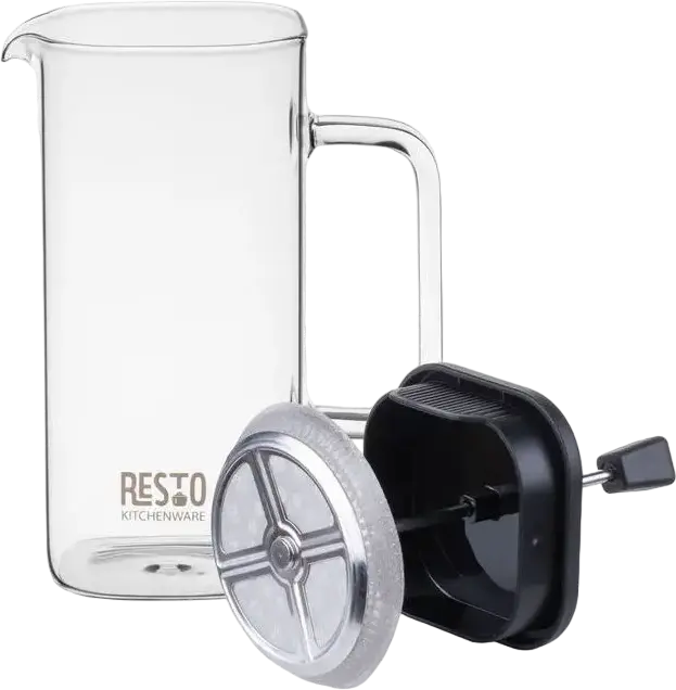 RESTO 90504 ATRIA French Press Coffee Maker, 0.8L Glass Beaker with Plunger and Filter, Transparent Glass Body, Gift Box Packaging