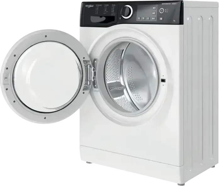 Whirlpool WRSB 7259 BB EU Front-Load Washing Machine, 7 kg Capacity, Inverter Motor, 6th Sense Technology, Steam Cleaning, 1200 rpm Spin Speed, White/Black