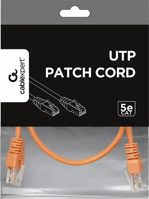 Cablexpert PP12 CAT5e UTP Patch Cord 0.5m RJ45 Ethernet Cable, 1 Gbps 100 MHz Copper Conductor, 50u Gold Plated Snagless Connectors, Orange