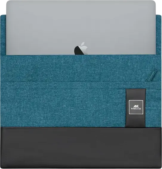 RivaCase Lantau 8803 Universal Laptop Sleeve for 13.3-14 inch Laptops and Tablets, Eco-Friendly RPET Polyester and Faux Leather, Aquamarine