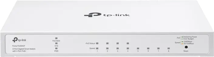 Управляемый коммутатор TP-Link Festa FS308GP Gigabit 8 портов, 4 порта PoE 802.3af/at бюджет 62 Вт, облачное управление, бесшумный металлический корпус