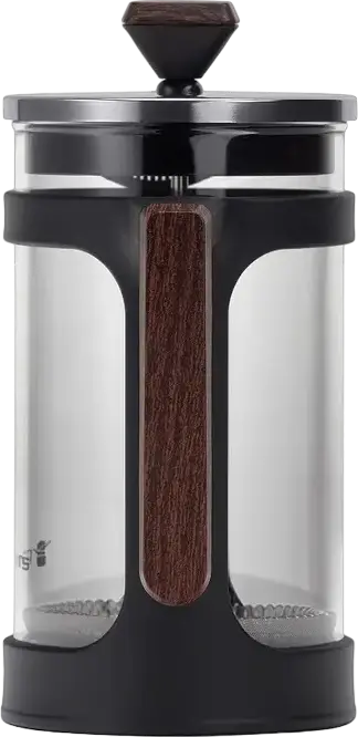 Presa pentru cafea Polaris Albero-1000FP French Press, 1 Litru, Sticlă Rezistentă la Căldură și Oțel Inoxidabil, Accente Stil Lemn, Negru, Compatibilă cu Mașina de Spălat Vase