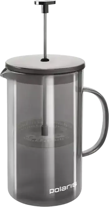 Polaris Graphit-600FP French Press Coffee Maker, 0.6L Glass and Plastic Beaker with Plunger Filter and Lid, Grey