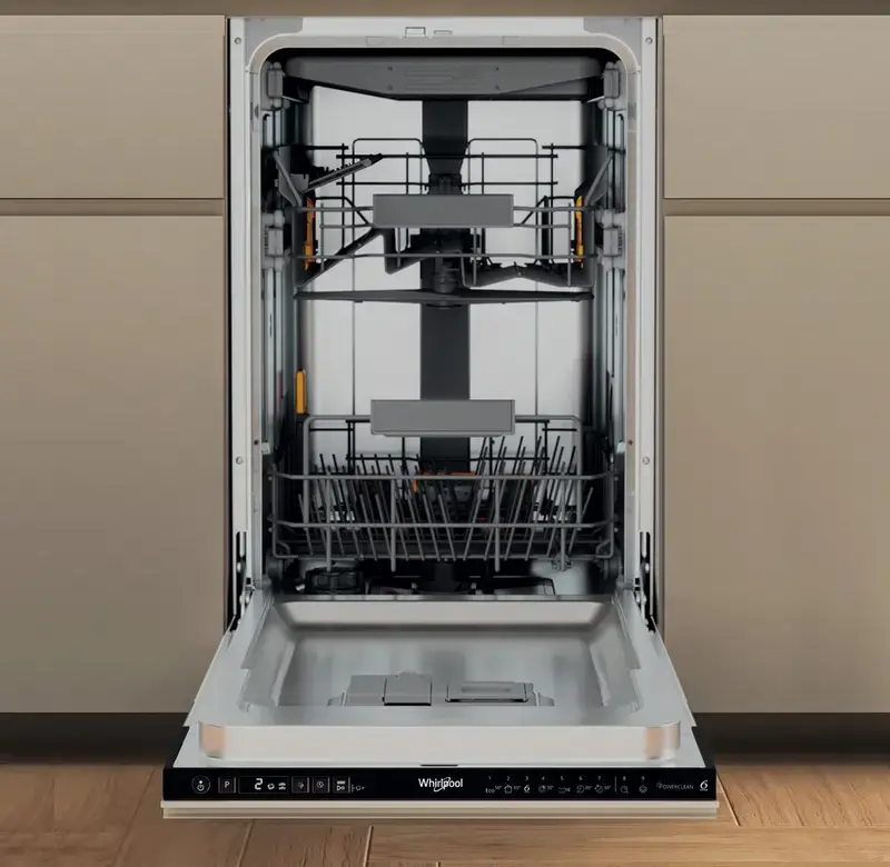 Whirlpool WH6IC11BS7LSA0 Built-in Slim Dishwasher, 11 Place Settings, 9 Programs, LED Display, Energy Class C, Black, 44.8 x 82 x 55.5 cm