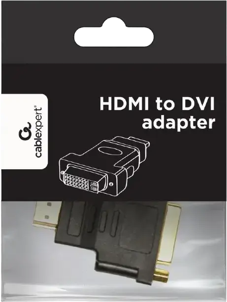 Видеоадаптер Cablexpert A-HDMI-DVI-3 HDMI (папа) — DVI-D (мама), с позолоченными контактами, поддержка 2560x1600 @ 60Гц, 0.1м, черный