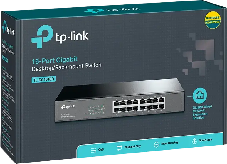 Switch Ethernet TP-Link TL-SG1016D Neadministrat 16 Porturi Gigabit 10/100/1000 Mbps, Capacitate Comutare 32 Gbps, Carcasă Metalică, Rackmount
