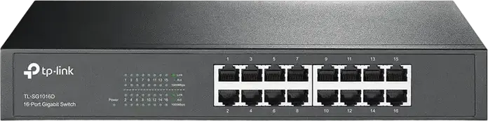 Switch Ethernet TP-Link TL-SG1016D Neadministrat 16 Porturi Gigabit 10/100/1000 Mbps, Capacitate Comutare 32 Gbps, Carcasă Metalică, Rackmount