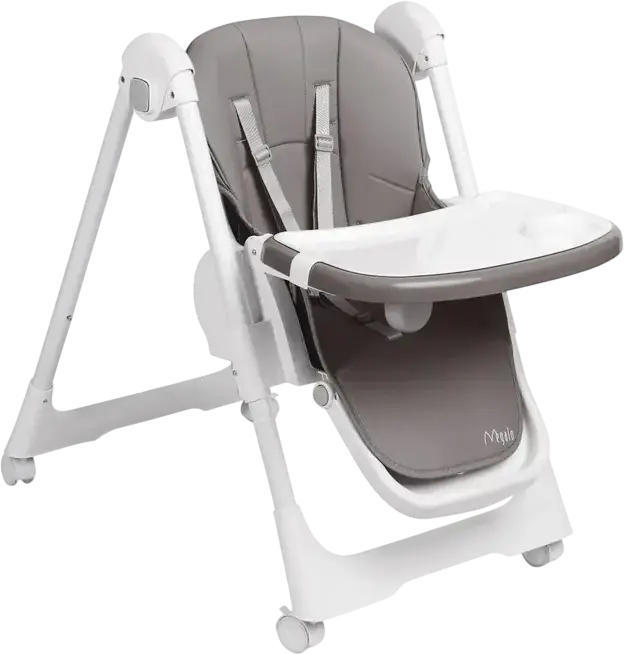 Caretero Megalo Folding Feeding High Chair, 6-36 Months, 15kg Max, 9 Height Levels, 5-Point Harness, Double Removable Tray, Adjustable Footrest, Steel