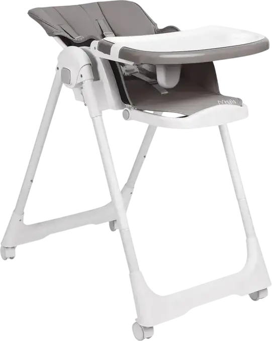 Caretero Megalo Folding Feeding High Chair, 6-36 Months, 15kg Max, 9 Height Levels, 5-Point Harness, Double Removable Tray, Adjustable Footrest, Steel