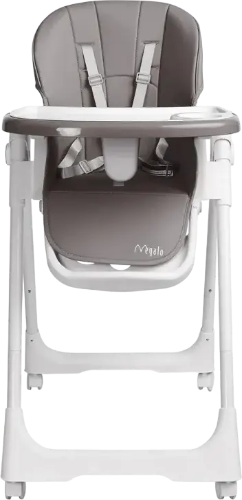 Caretero Megalo Folding Feeding High Chair, 6-36 Months, 15kg Max, 9 Height Levels, 5-Point Harness, Double Removable Tray, Adjustable Footrest, Steel