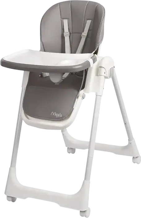 Caretero Megalo Folding Feeding High Chair, 6-36 Months, 15kg Max, 9 Height Levels, 5-Point Harness, Double Removable Tray, Adjustable Footrest, Steel