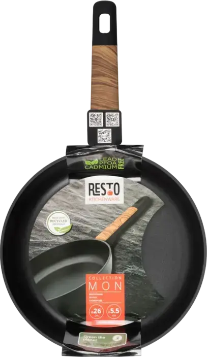 Resto Kitchenware Mon 93184 Non-Stick Frypan 26 cm, Recyclable Aluminum, PFOA-Free PTFE-Free Coating, Induction & All Hobs Compatible, Black