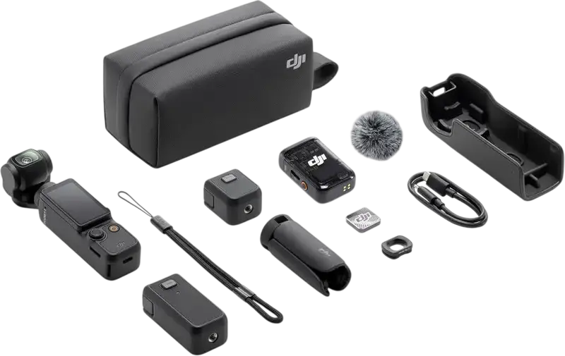 DJI Osmo Pocket 3 Creator Combo Handheld Gimbal Camera, 1-inch CMOS Sensor, 4K/120fps Video, 2.0-inch LCD Touchscreen, Black, with DJI Mic 2