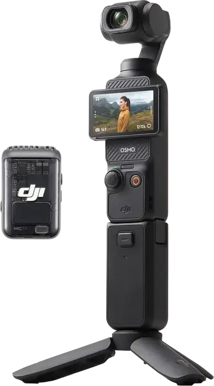 DJI Osmo Pocket 3 Creator Combo Handheld Gimbal Camera, 1-inch CMOS Sensor, 4K/120fps Video, 2.0-inch LCD Touchscreen, Black, with DJI Mic 2