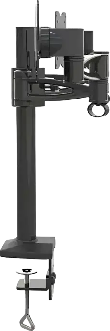 Barkan E642 Dual Monitor Desk Mount, 13"-29" Flat and Curved Screens, VESA 75x75 100x100, Metal, Black, C-Clamp, 360° Rotation, 6kg per Arm