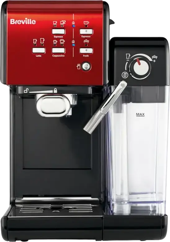 Breville Prima Latte II VCF109X Semi-Automatic Espresso Machine, 19 Bar, 1050W, Ground Coffee & 45mm Pods, Automatic Milk Frother, Stainless Steel