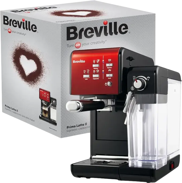 Breville Prima Latte II VCF109X Semi-Automatic Espresso Machine, 19 Bar, 1050W, Ground Coffee & 45mm Pods, Automatic Milk Frother, Stainless Steel