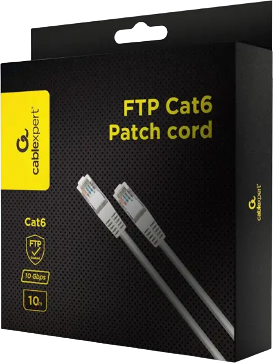 Cablu Patch Cord Cablexpert PPB6-30M Cat6 FTP, 30m Cablu Retea Ethernet, RJ45 la RJ45, 10 Gbps, 250 MHz, Contacte Platinate cu Aur, Alb