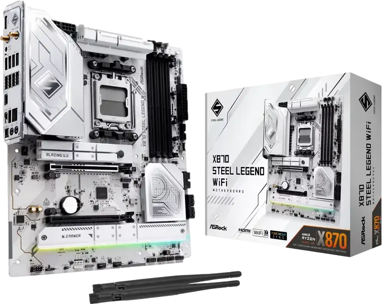 ASRock X870 Steel Legend WiFi Motherboard AM5 ATX AMD X870 Chipset DDR5 8000+MHz PCIe 5.0 USB4 Wi-Fi 7 Bluetooth 5.4 for Ryzen 9000 8000 7000 Series