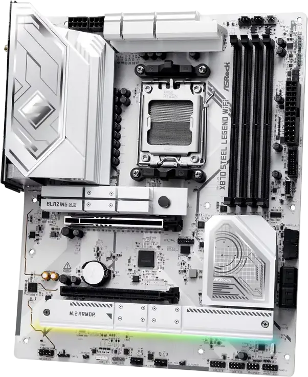 ASRock X870 Steel Legend WiFi Motherboard AM5 ATX AMD X870 Chipset DDR5 8000+MHz PCIe 5.0 USB4 Wi-Fi 7 Bluetooth 5.4 for Ryzen 9000 8000 7000 Series