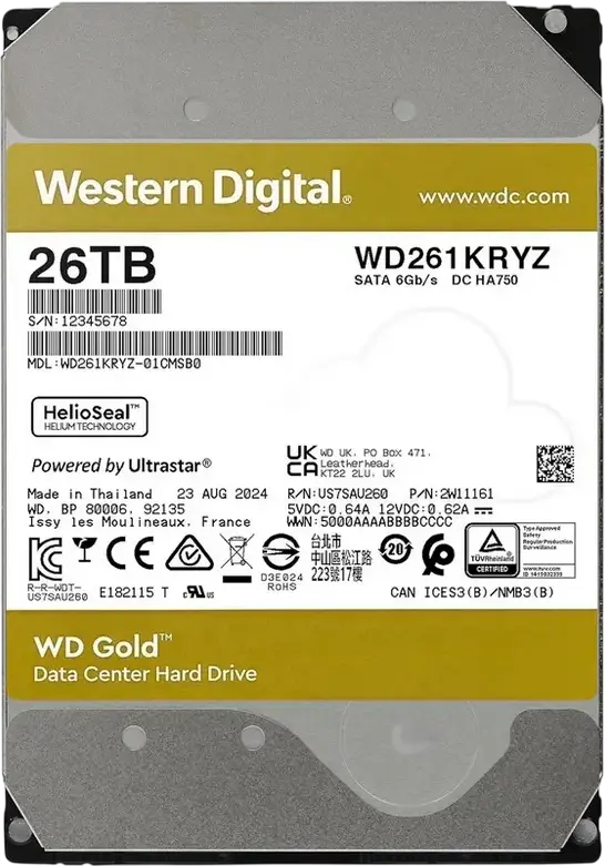 Unitate HDD Western Digital WD Gold, 3.5", 26 TB <WD261KRYZ>