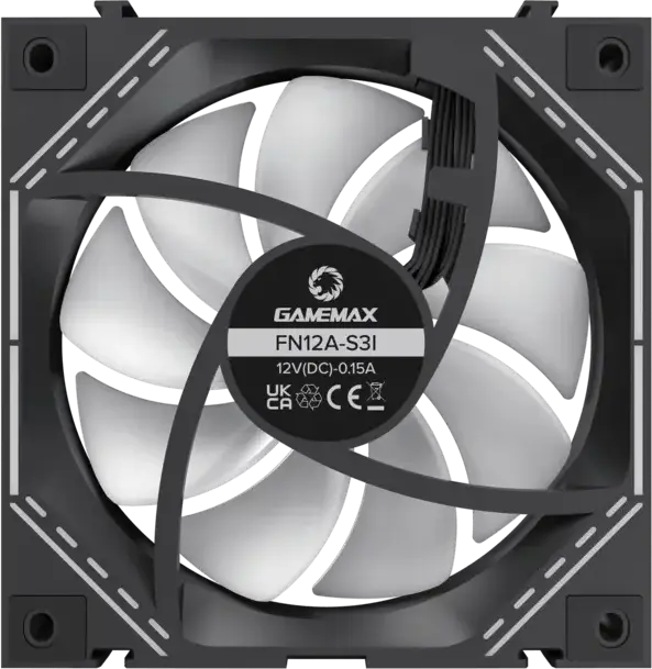 Gamemax FN12A-S3I ARGB Case Fan Kit, Black, 120mm PWM Hydraulic Bearing, 800-1600 RPM, 49.54 CFM, Infinity Mirror, 3-Pack, Aura Sync Compatible