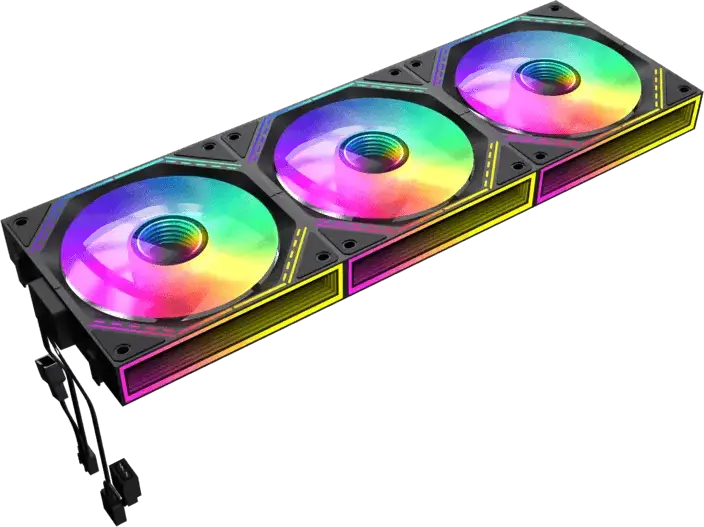 Gamemax FN12A-S3I ARGB Case Fan Kit, Black, 120mm PWM Hydraulic Bearing, 800-1600 RPM, 49.54 CFM, Infinity Mirror, 3-Pack, Aura Sync Compatible