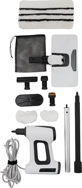 Gorenje SC1506W Steam Cleaner, 1500W, 0.2 bar Pressure, 400ml Water Tank, 5m Cable, White, with Microfiber Cloth, Floor Cloth and Brushes