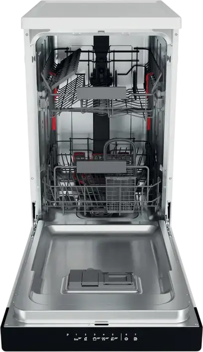 Whirlpool WSFO 3B23 P Slim Freestanding Dishwasher, 45cm Width, 10 Place Settings, 6th Sense Technology, 7 Programs, LED Display, White