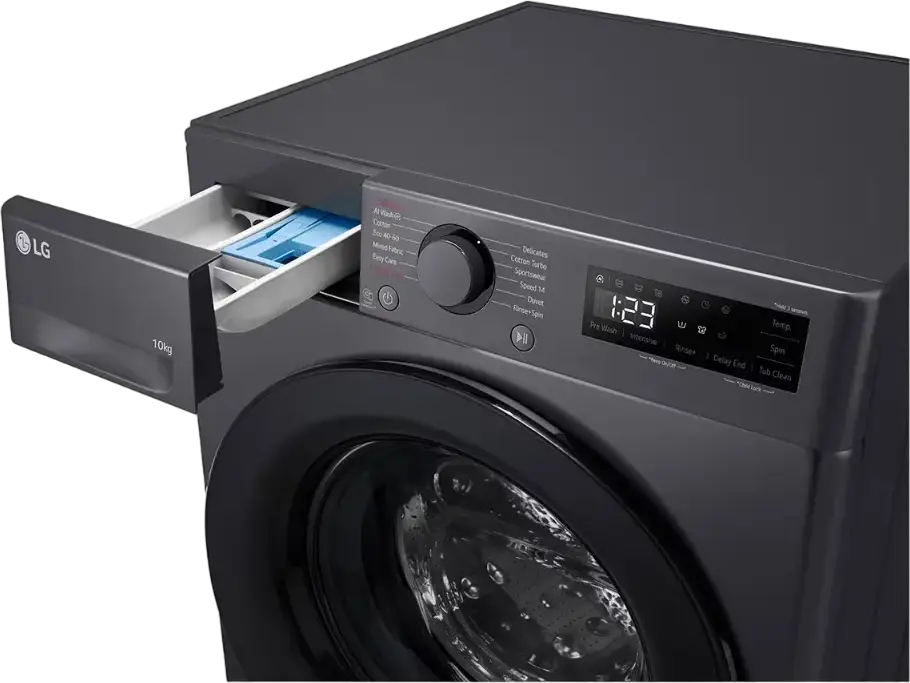 LG F4WR510SBM Front-Load Washing Machine, 10 kg, AI Direct Drive, Steam Allergy Care, 1400 rpm, Energy Class A, LED Display, Black