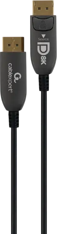 Cablexpert AOC Premium Series DisplayPort 1.4 Active Optical Cable CC-DP8K-AOC-5M, 8K@60Hz, 4K@120Hz, Gold-plated, EMI/RFI Resistant, 30m, Black