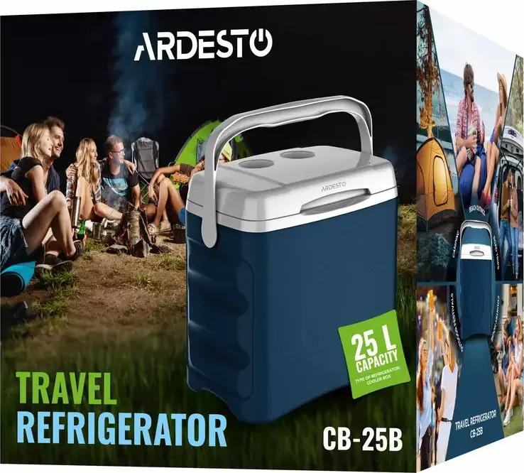 Ardesto CB-25B Portable Cooler Box, 25L Thermobox with PU Insulation, Durable Plastic, Removable Divider and Cold Accumulator, Blue