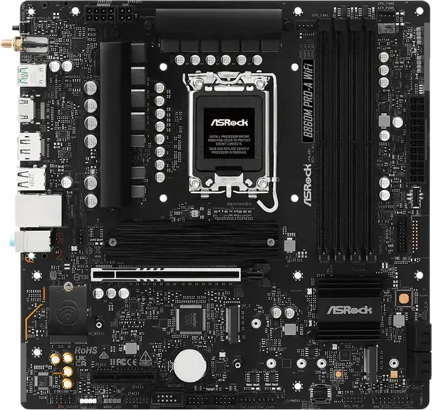 Placă de bază ASRock B860M PRO-A WIFI, LGA1851, Intel B860, Micro-ATX
