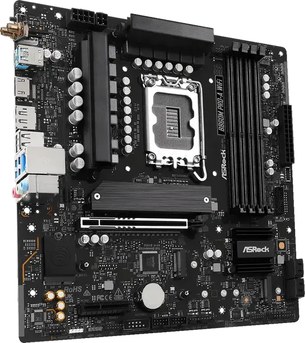 Placa de baza ASRock B860M PRO-A WIFI Micro-ATX LGA1851 Intel B860 DDR5 8666+MHz PCIe 5.0 M.2 Gen5 Wi-Fi 6E Bluetooth 5.3 pentru Intel Core Ultra Series 2