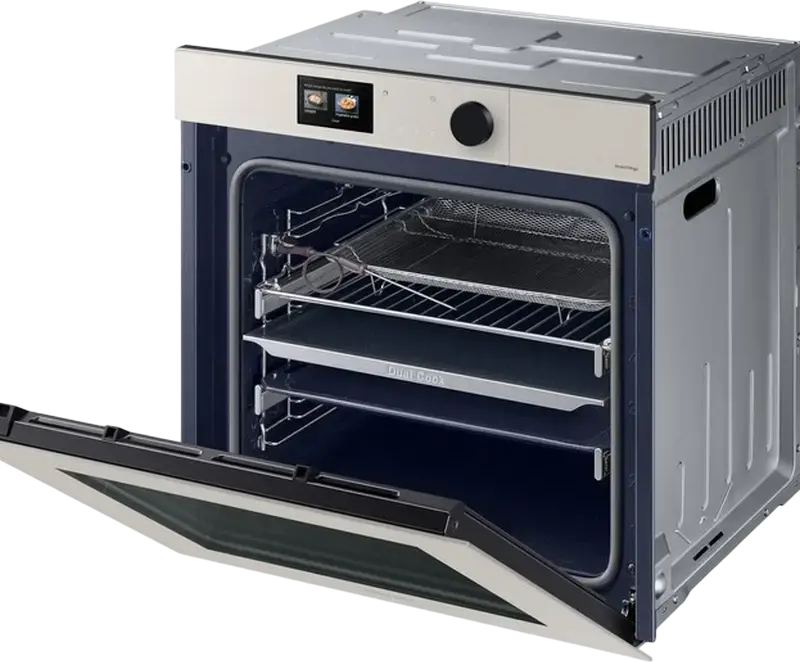 Встраиваемый электрический духовой шкаф Samsung NV7B7997AAA Series 7 AI Pro, 76 л, пиролитическая очистка, Dual Cook Steam, Air Fry, AI-камера, бежевый