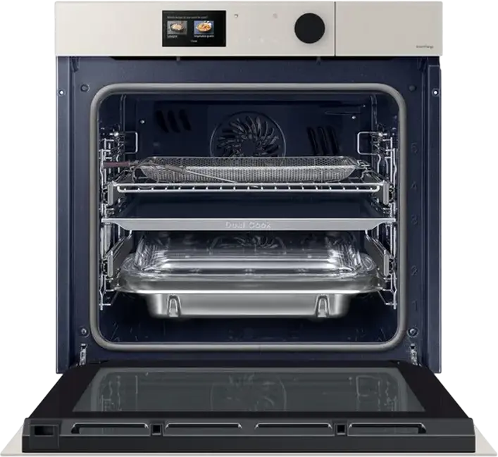 Встраиваемый электрический духовой шкаф Samsung NV7B7997AAA Series 7 AI Pro, 76 л, пиролитическая очистка, Dual Cook Steam, Air Fry, AI-камера, бежевый