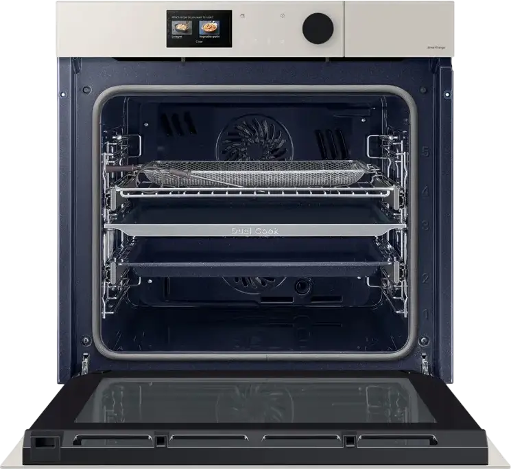 Встраиваемый электрический духовой шкаф Samsung NV7B7997AAA Series 7 AI Pro, 76 л, пиролитическая очистка, Dual Cook Steam, Air Fry, AI-камера, бежевый