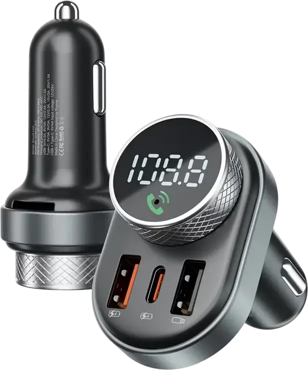 FM-модулятор Proove Sound Link с Bluetooth 5.4, автомобильный трансмиттер 30Вт, ток 3А, цветной LCD TFT дисплей, 2 порта USB Type-A, слот TF-карты, Hands-Free, черный