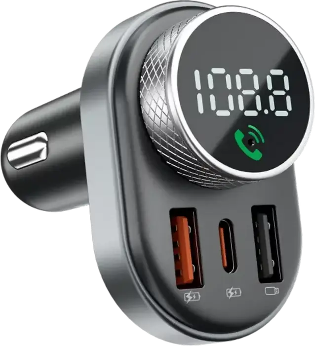 FM-модулятор Proove Sound Link с Bluetooth 5.4, автомобильный трансмиттер 30Вт, ток 3А, цветной LCD TFT дисплей, 2 порта USB Type-A, слот TF-карты, Hands-Free, черный