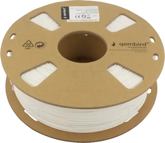 Филамент для 3D-печати Gembird 3DP-PLA-01-MTW Matte PLA, диаметр 1.75 мм, 1 кг, 340 м, температура 190-220°C, перерабатываемая картонная катушка